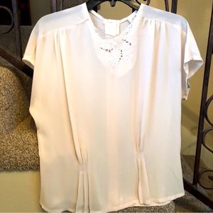 Vintage 80s Shirtstrings II California Cream Embroidered Blouse  Size 11/12.